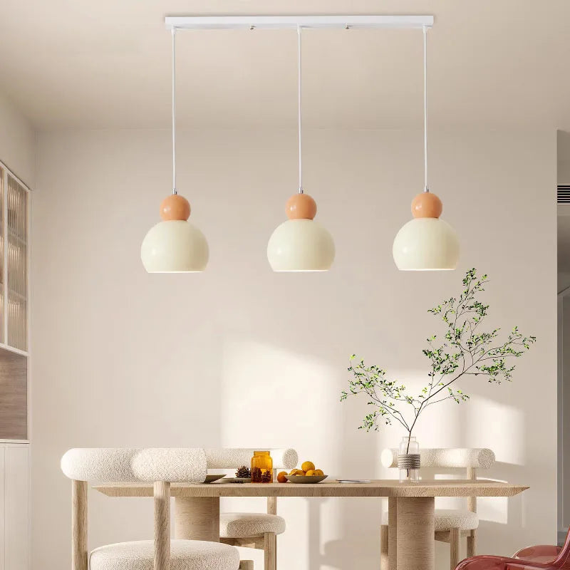 Nordique LED Suspension Plafonnier Crème Vent Gourde Lampe Pour Salon Chambre Étude Salle À Manger Décoration De La Maison Luminaires - vue 4 sur 12