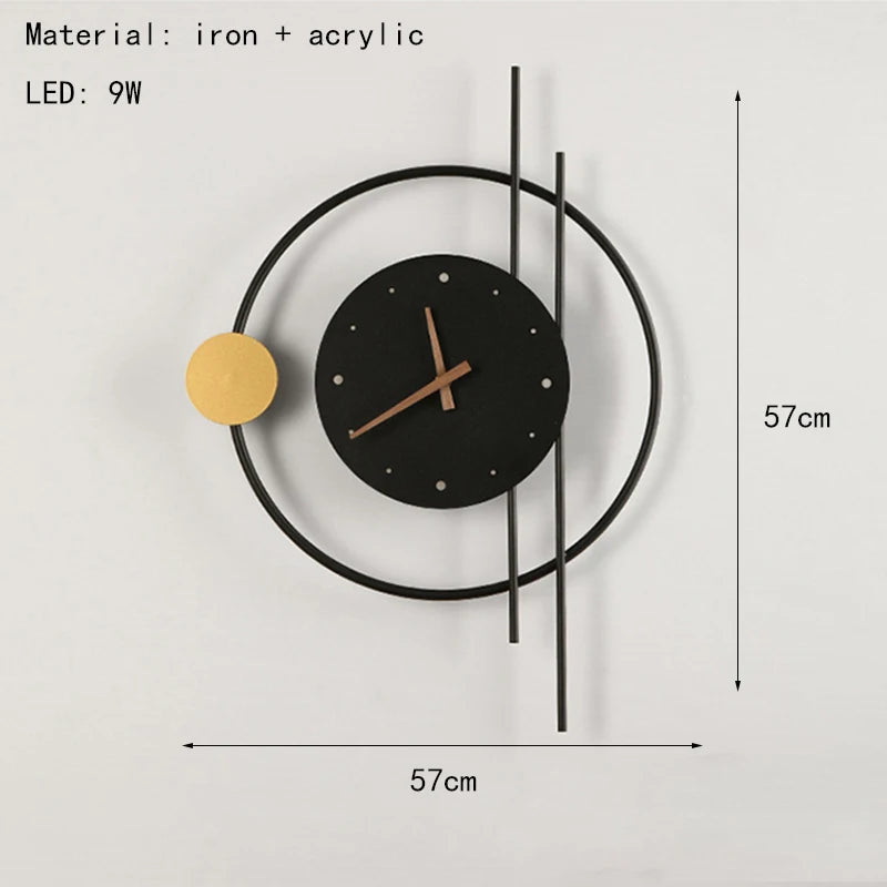 horloge murale led en fer acrylique design nordique élégant - vue 8 sur 8