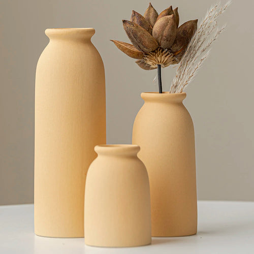 Ceramic Vase,Small Vases for Decor,Set 3 Modern Boho Vases for Flower Pampas,Fit for Living Room Desk Shelf Decor - vue 10 sur 10