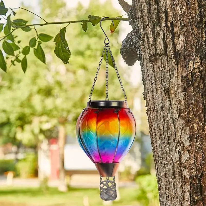 lampe solaire montgolfière led extérieure avec flamme vacillante - vue 6 sur 7