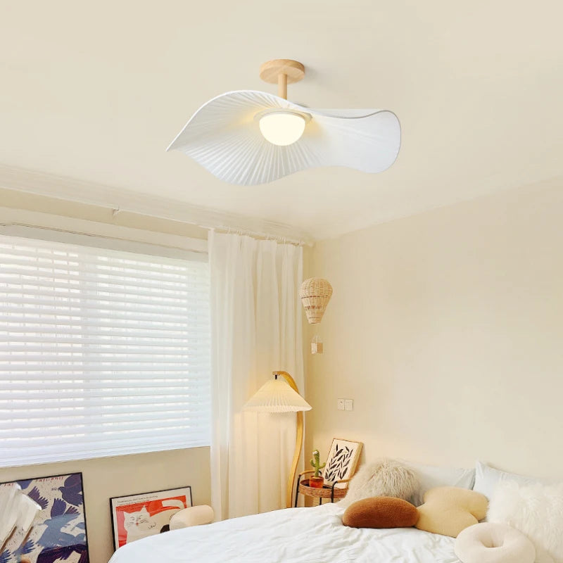 lustre moderne en bois et tissu pour décoration intérieure nordique - vue 4 sur 14
