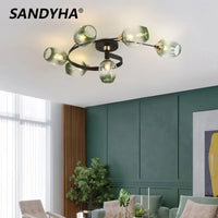 sandyha lustre moderne nordique en spirale en verre et fer