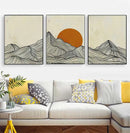 Minimalist Sun Mountain Line Abstract Wall Art, Nordic Posters Prints, Minimalist Image, Canvas Painting, Room Decoration, Set 3