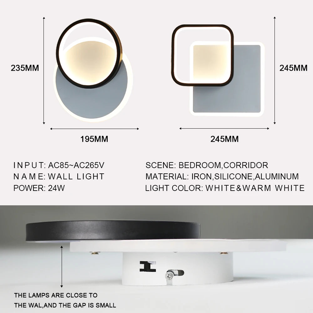 lampe led moderne applique nordique décor intérieur chevet allée salon - vue 7 sur 18