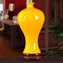 Jingdezhen Yellow Ceramic Vases, All Yellow Glaze Home Crafts, Living Room, Office Decoration, Wedding Gifts