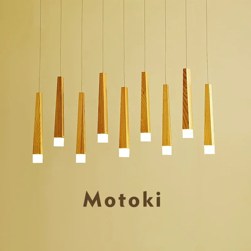 lustre à led en bois nordique pour décoration intérieure - vue 5 sur 8