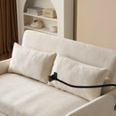 Modern double folding sofa bed, multi-functional with adjustable backrest, cell phone holder & USB charging station