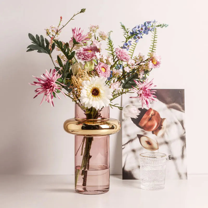 vase en verre doré nordique pour fleurs hydroponiques décoration intérieure - vue 4 sur 10