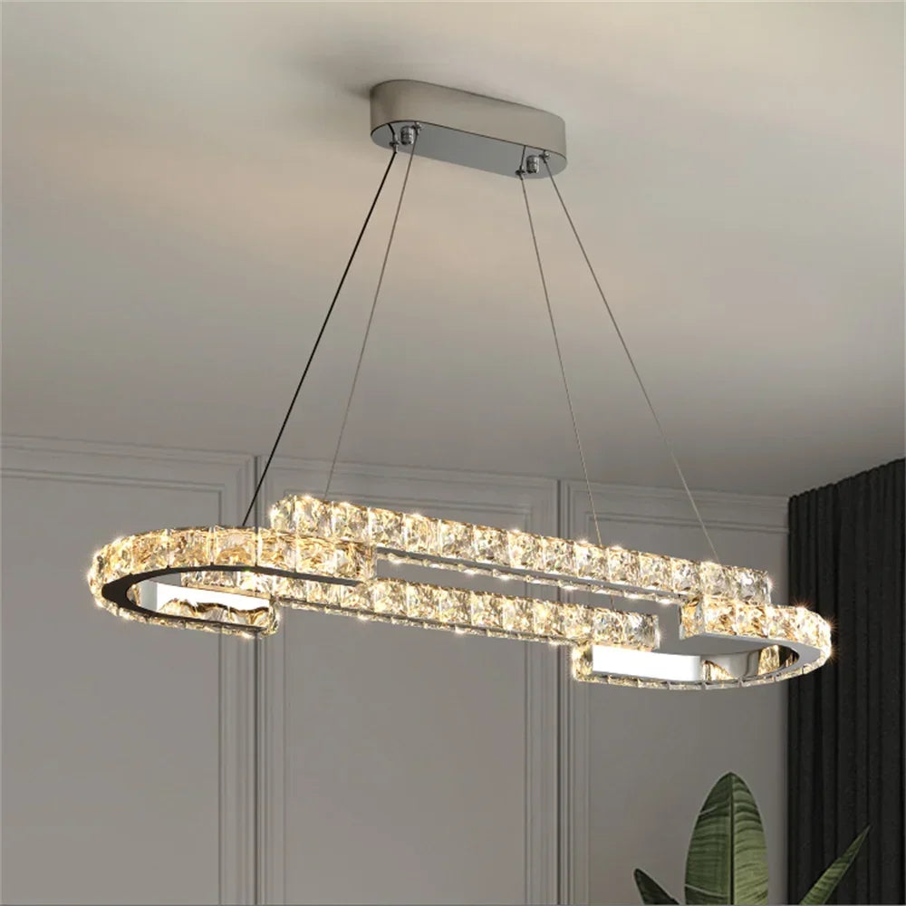 lustre led en cristal design luxe pour décoration intérieure - vue 5 sur 14