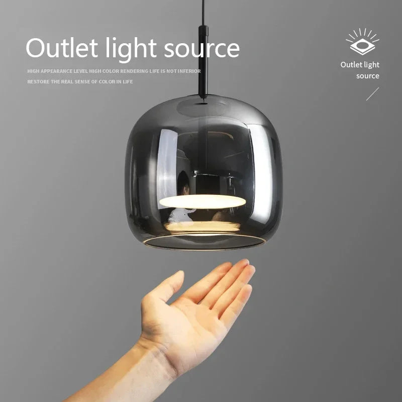 lustre led en verre moderne de luxe pour maison simple - vue 6 sur 24