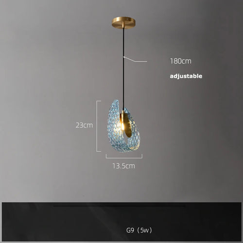 lustre led art deco verre bleu - vue 16 sur 21