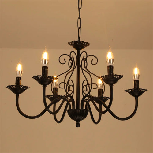 lustre rétro en fer forgé style campagnard américain pour décoration intérieure - vue 5 sur 12