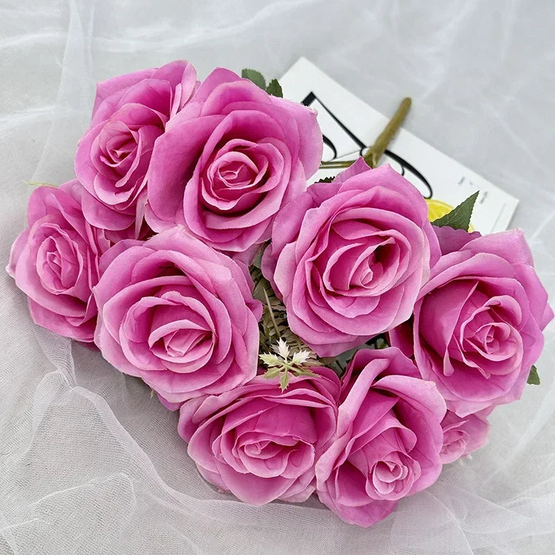 bouquet de roses artificielles en soie pour décoration de mariage - vue 13 sur 15