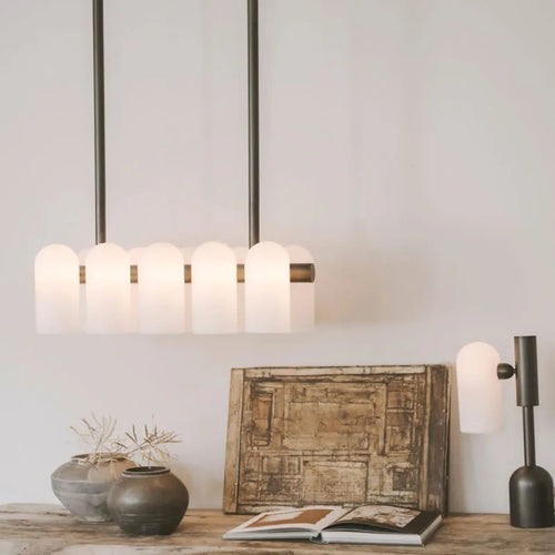 lustre en verre laiteux luminaire suspendu design moderne élégant - vue 2 sur 13