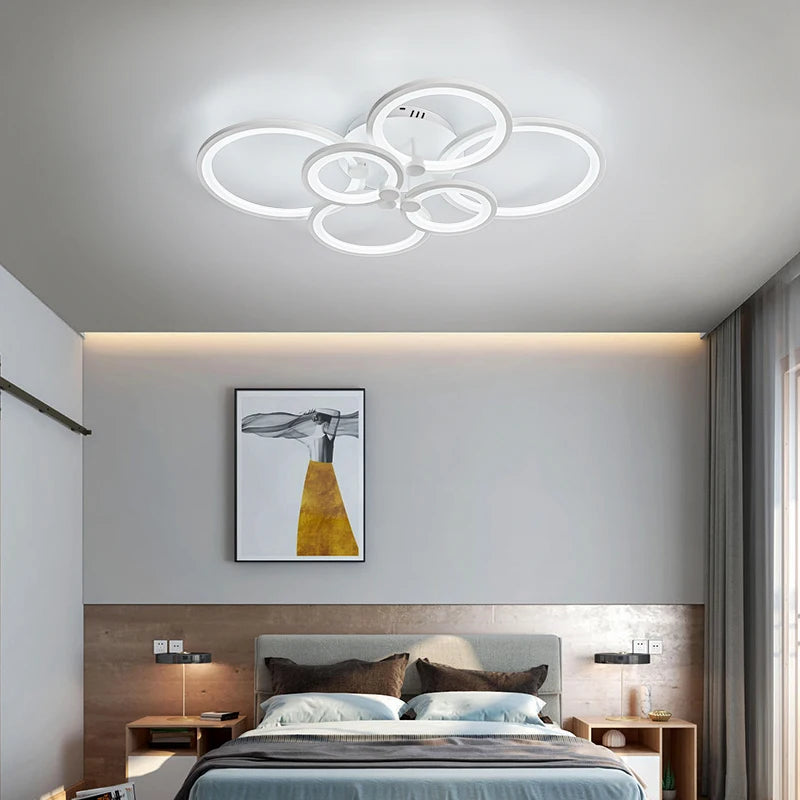 Hot Modern LED Chandelier For Home Indoor Lighting, Modern Chandelier Ceiling For Bedroom, Living Room Decoration, Lighting - vue 6 sur 14