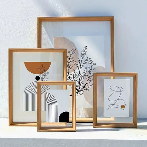 Classic Solid Wood Double-Sided Transparent Acrylic Photo Frame, Framing Photos, Specimens, Certificates, Paintings, Posters - vue 2 sur 9