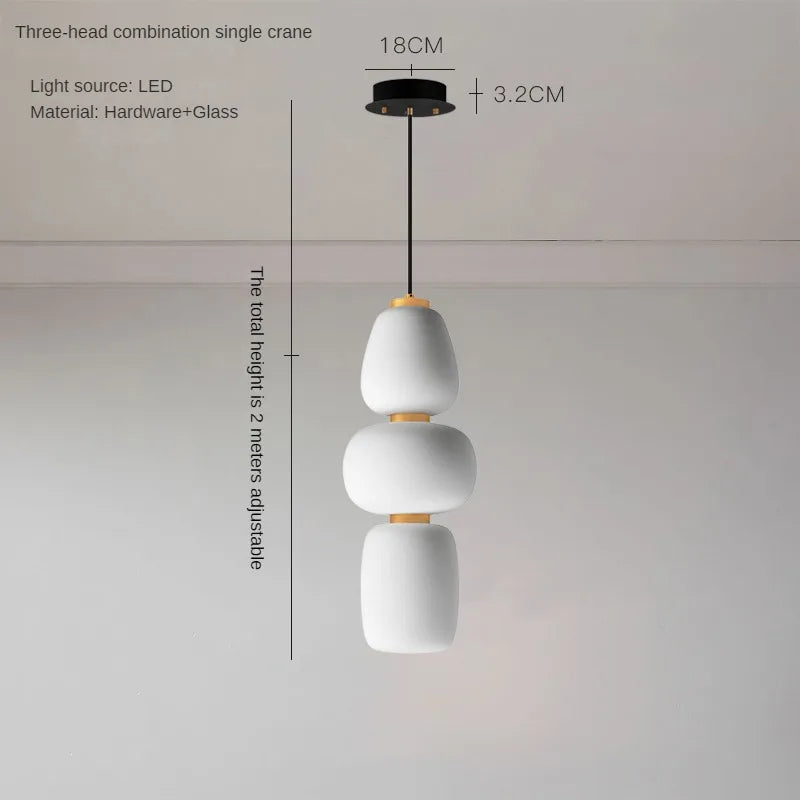 lustre led en verre design minimaliste japonais créatif et artistique - vue 10 sur 12