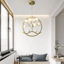 lustre design nordique cage à oiseaux branche d'arbre halo