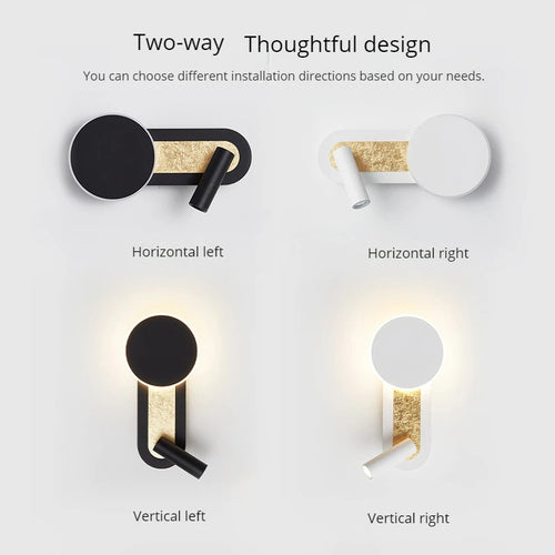 applique murale led nordique moderne rotative avec interrupteur