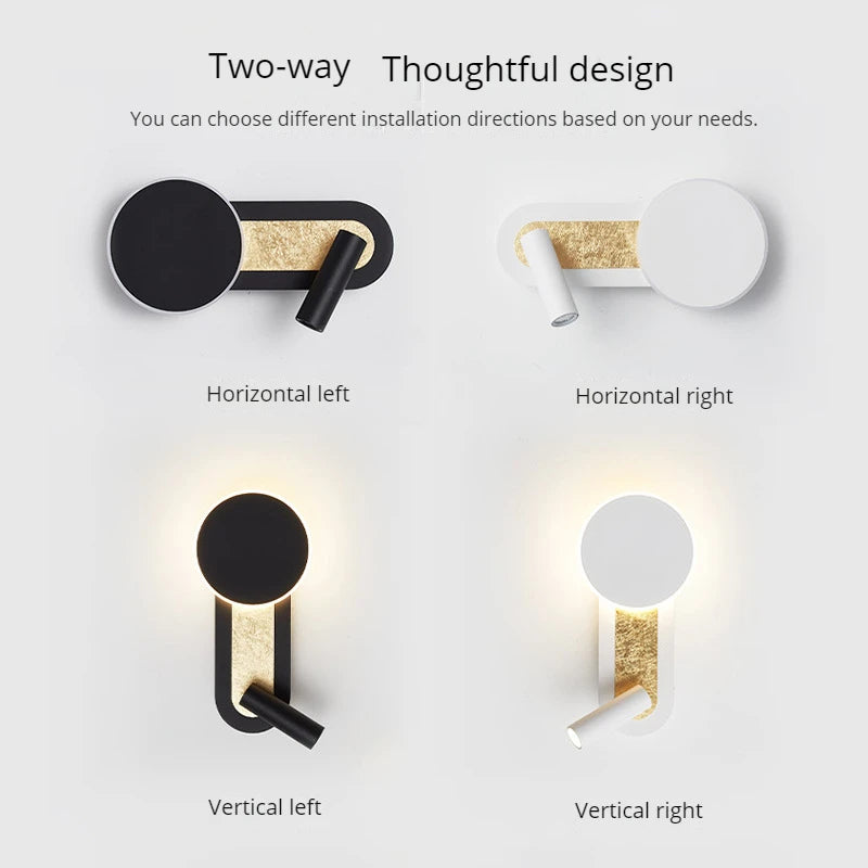 applique murale led nordique moderne rotative avec interrupteur - vue 5 sur 8