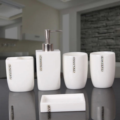 ensemble daccessoires de mariage en résine nacrée pour salle de bain - vue 12 sur 11