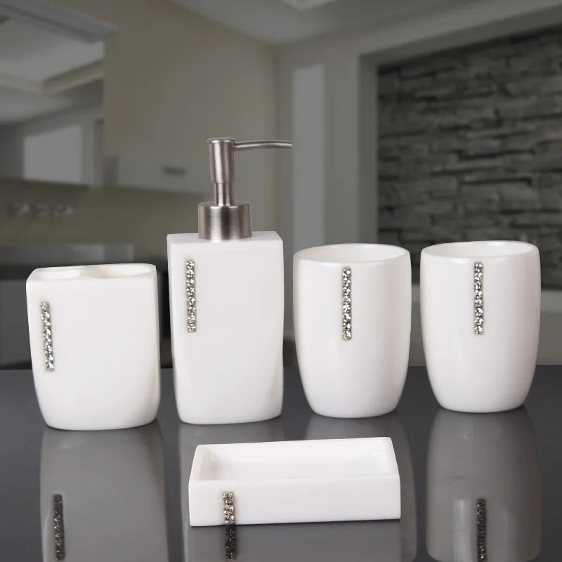 ensemble daccessoires de mariage en résine nacrée pour salle de bain - vue 11 sur 11