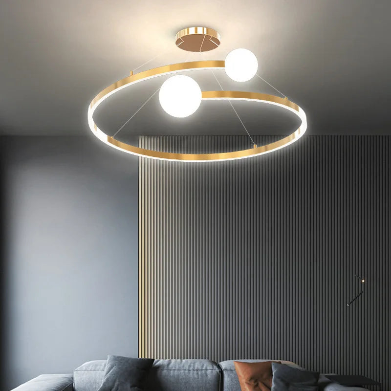 lustre nordique simple anneau led décoratif intérieur - vue 5 sur 8