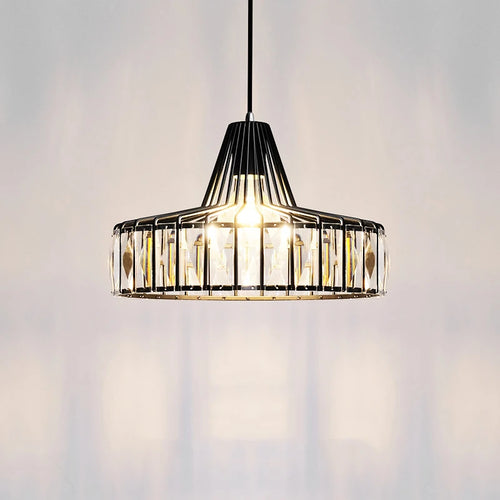 suspension moderne en cristal et fer noir nordique