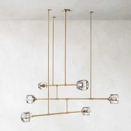 lustre en cristal de style américain en cuivre moderne - vue 4 sur 10