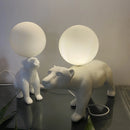 Nordic Design Resin Bear Table Lamp Led Desk Light with Glass Ball for Bedroom