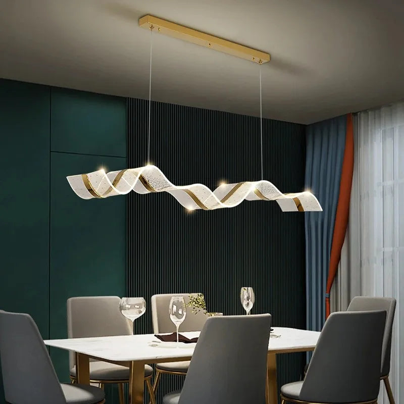 lustre led design vague suspension luminaire intensité variable - vue 4 sur 9