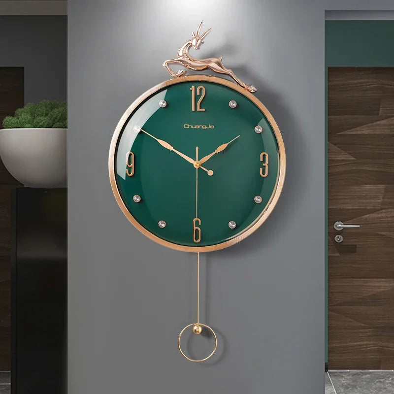 Nordic Auspicious Deer Wall Clock, Brief Design, Living Room Decoration, Kitchen Mute Clocks, Art Wall Watch, Home Decor, New, 1 - vue 1 sur 8