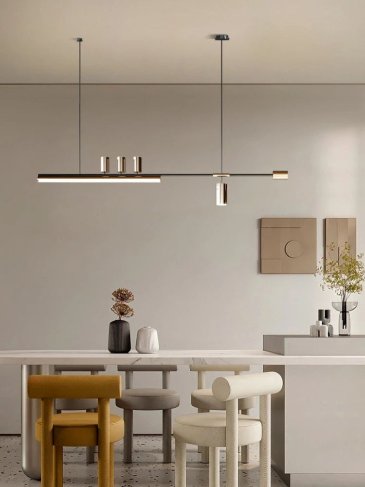 2024 Modern minimalist dining room chandelier high level slotted bar counter kitchen interior decorative lighting - vue 6 sur 11