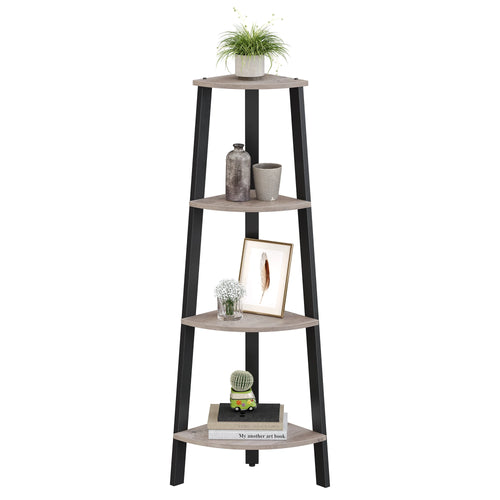 VASAGLE Corner Shelf Unit, 4-Tier Corner Shelf, Ladder Shelf for Living Room, Bookshelf or Plant Stand, Industrial Accent - vue 7 sur 8