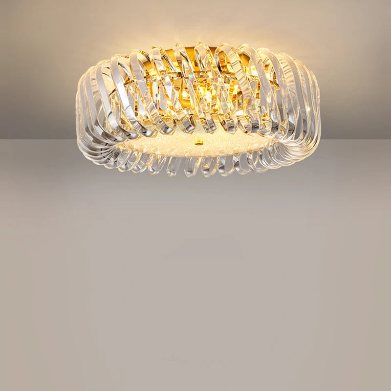 plafonnier led rond artistique à intensité variable en cristal - vue 4 sur 16