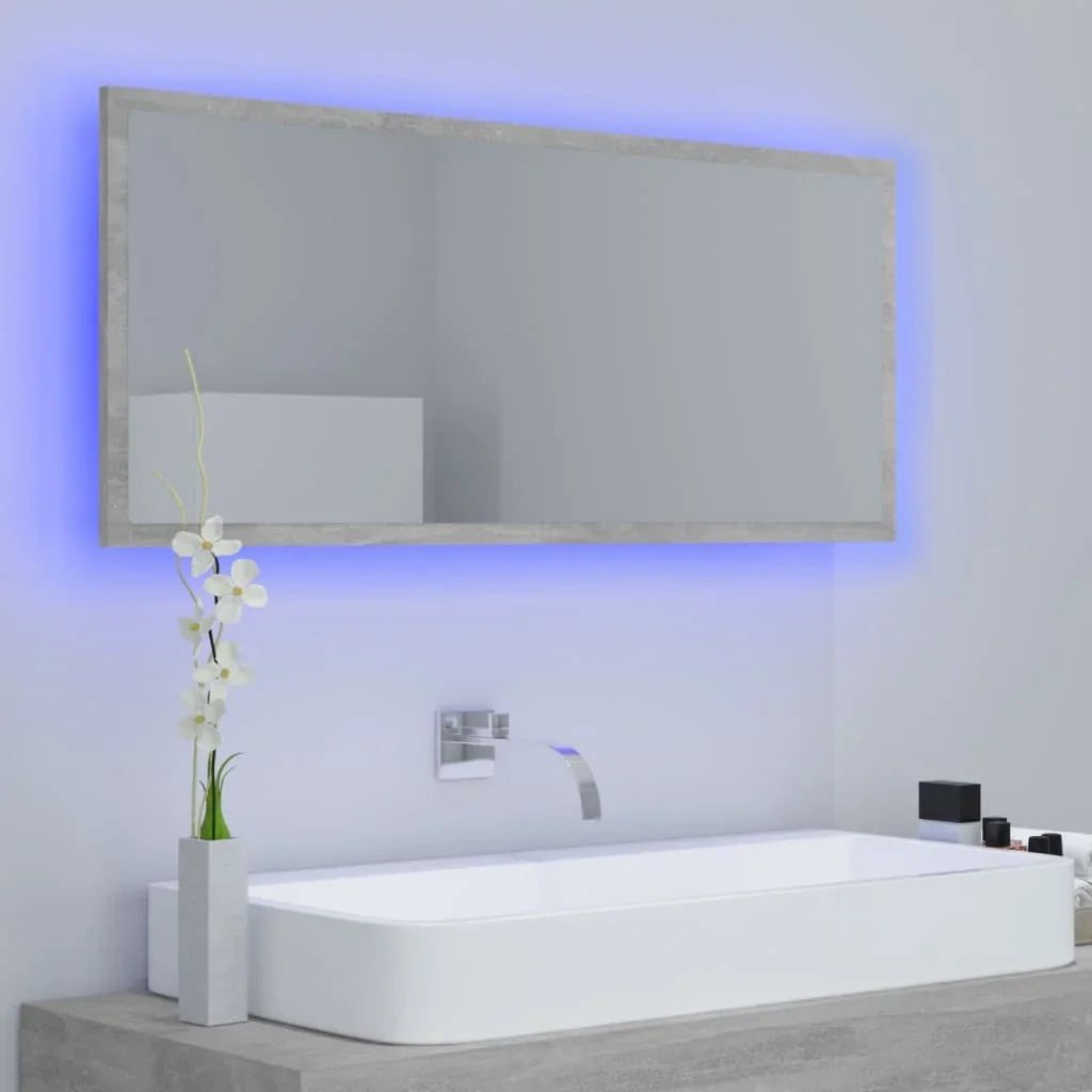 LED bathroom gray concrete 100x37cm acrylic, modern Dressing room furniture girl bedroom bedside cabinet storage vanity wardrobe - vue 3 sur 7