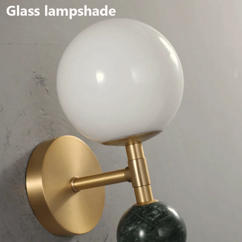 applique murale moderne en cuivre et marbre design lumineux pour intérieur