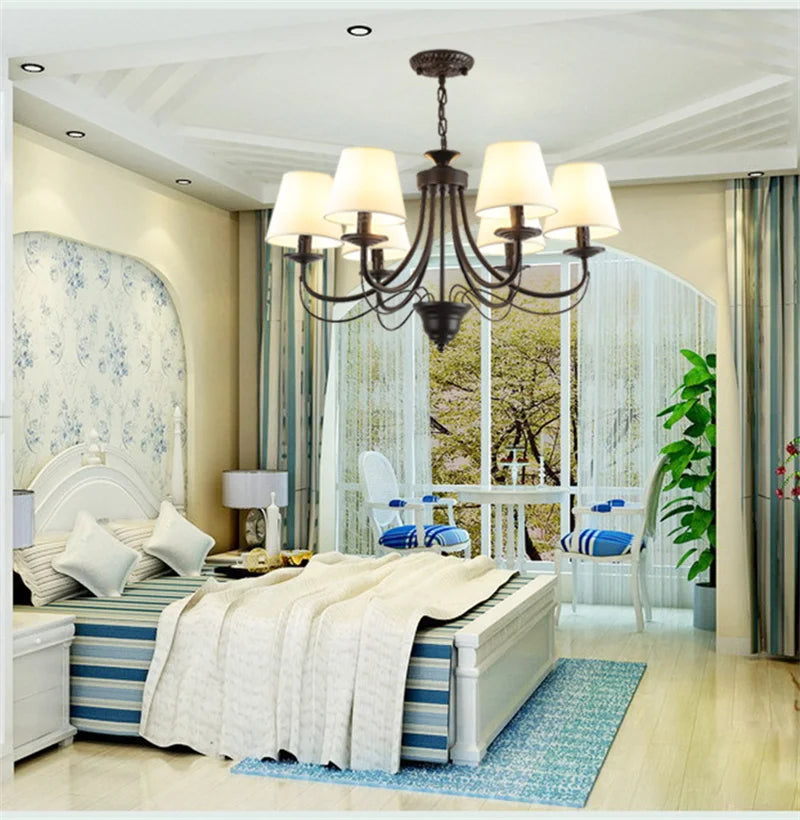 lustre en fer forgé noir et blanc design intérieur moderne - vue 5 sur 23