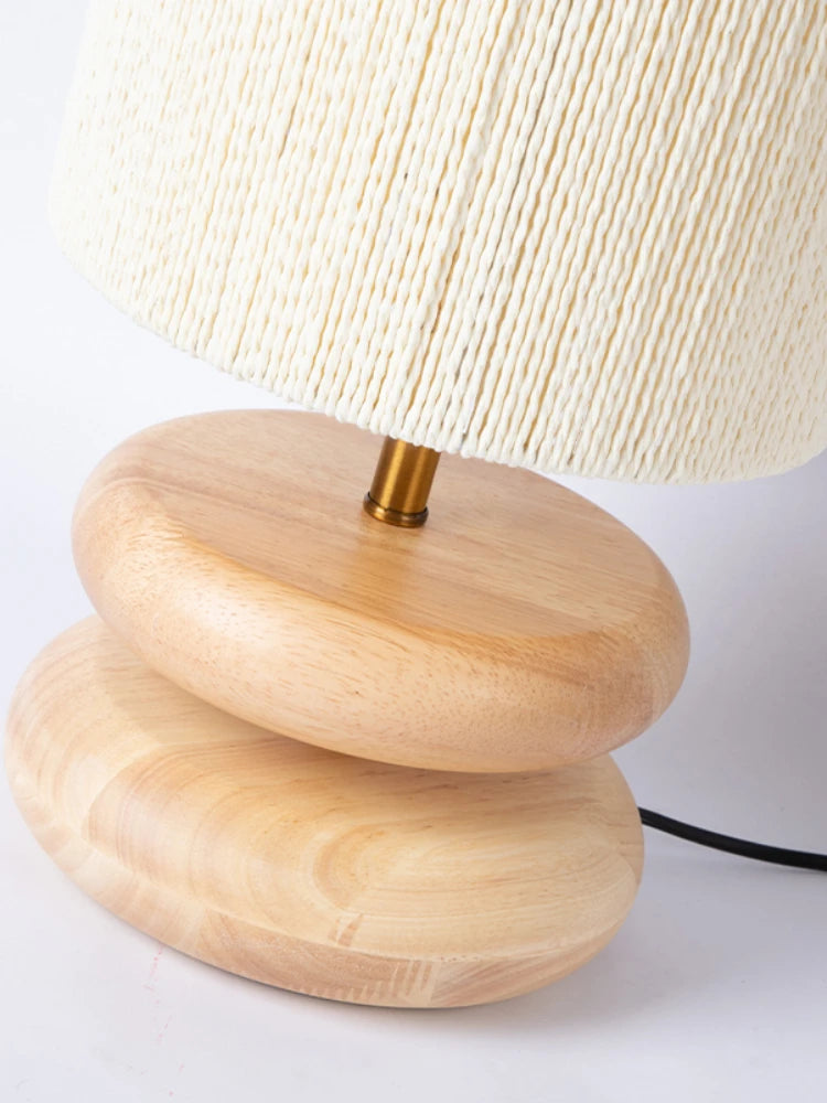 Solid Wood Design Creative Walnut Color Living Room, Study, Bedroom, Bedside, Japanese Style Atmosphere Decoration E27 Desk Lamp - vue 5 sur 10
