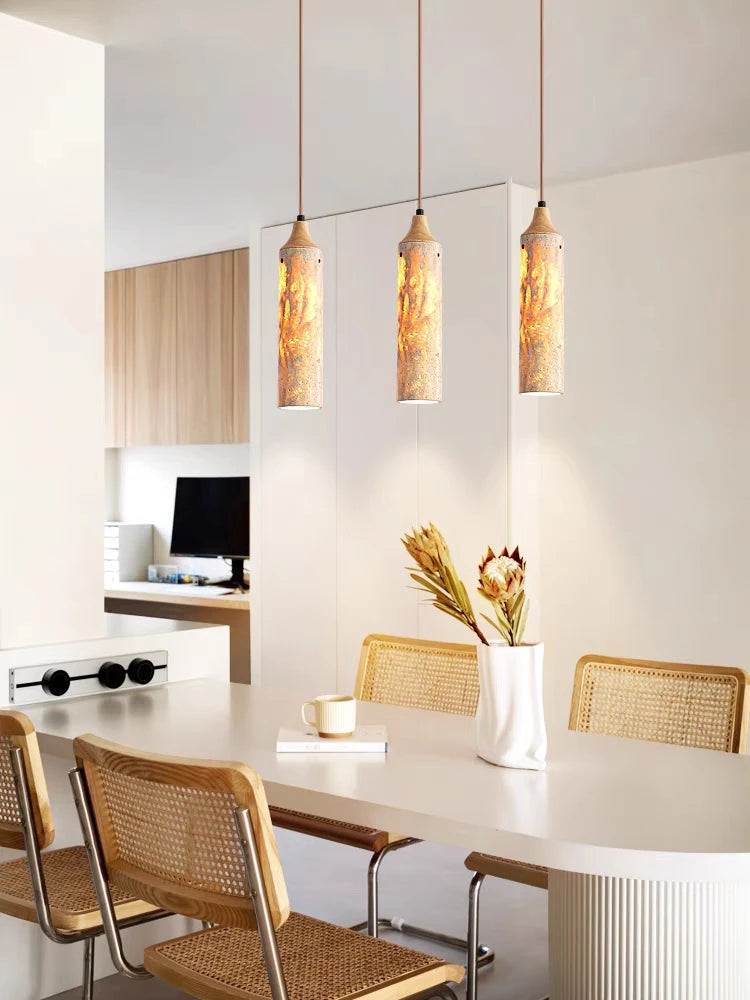 lustre en bois japonais design wabi-sabi pour décoration intérieure - vue 3 sur 11