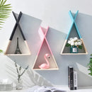Triangle Wooden Shelf for Wall Decoration, Decorative Crafts, Storage Holder, Living Room, Kids Room