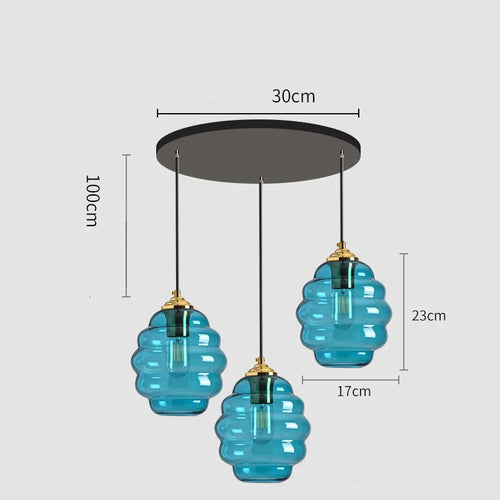 suspension moderne en verre teinté pour décoration intérieure - vue 24 sur 24