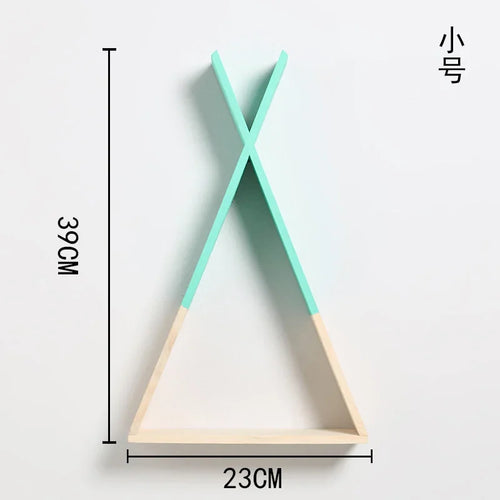 Triangle Wooden Shelf for Wall Decoration, Decorative Crafts, Storage Holder, Living Room, Kids Room - vue 10 sur 10