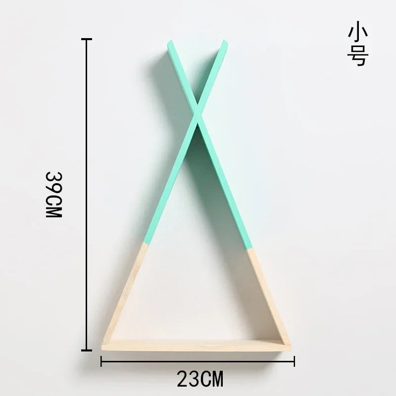 Triangle Wooden Shelf for Wall Decoration, Decorative Crafts, Storage Holder, Living Room, Kids Room - vue 9 sur 10
