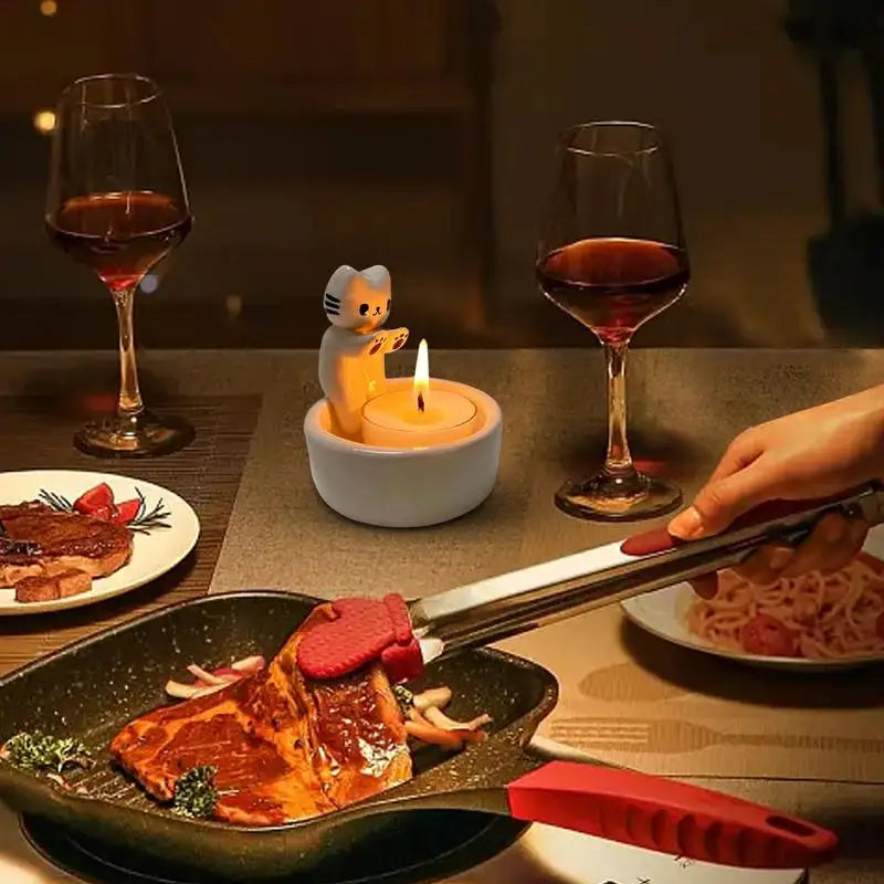 bougeoir chat mignon pour bougie aromathérapie décoratif cadeau anniversaire - vue 6 sur 8