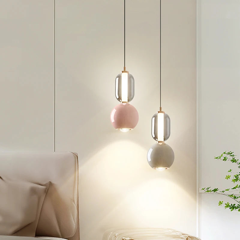 suspension en verre et fer style nordique créatif - vue 4 sur 9