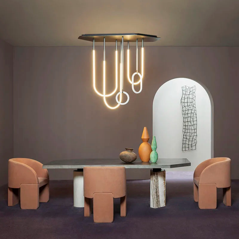 lustre style nordique ligne combinaison minimalisme moderne led dimmable - vue 5 sur 10