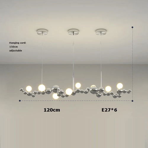 suspension design led art déco en or chromé pour intérieur élégant - vue 8 sur 16