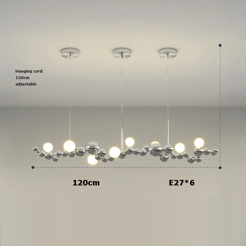 suspension design art déco en or chromé pour éclairage moderne - vue 15 sur 16