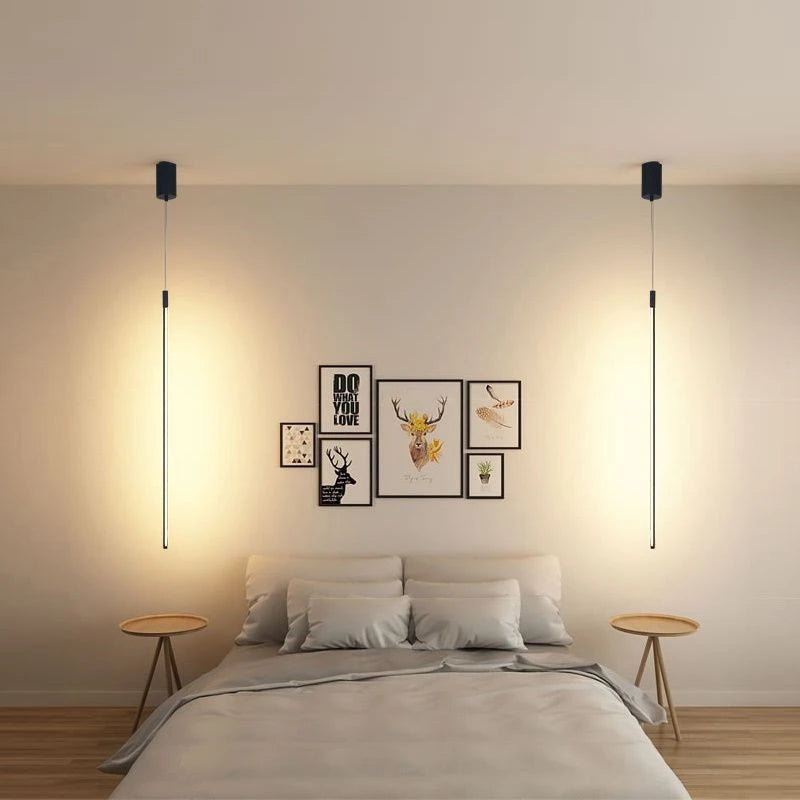 lustre led minimaliste longue bande luminaire suspendu moderne - vue 4 sur 7